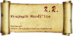 Krajnyik Rozália névjegykártya